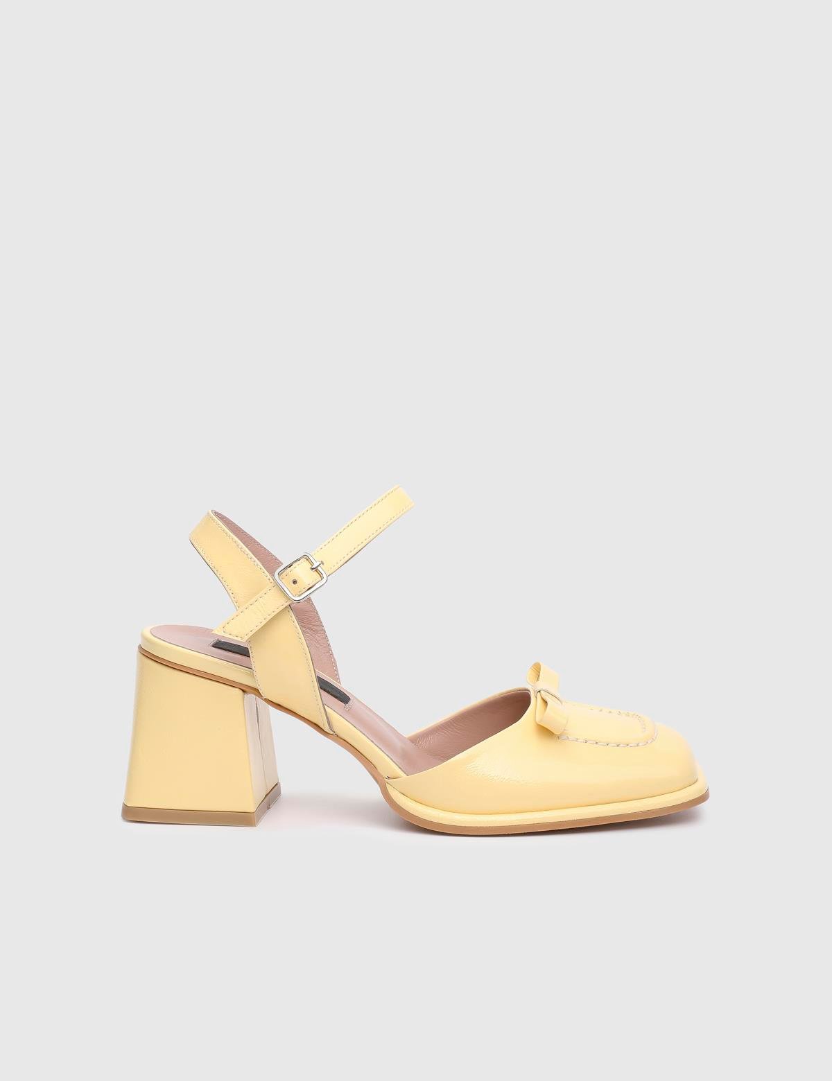 Kler Yellow Patent Leather Women's Heeled Sandal