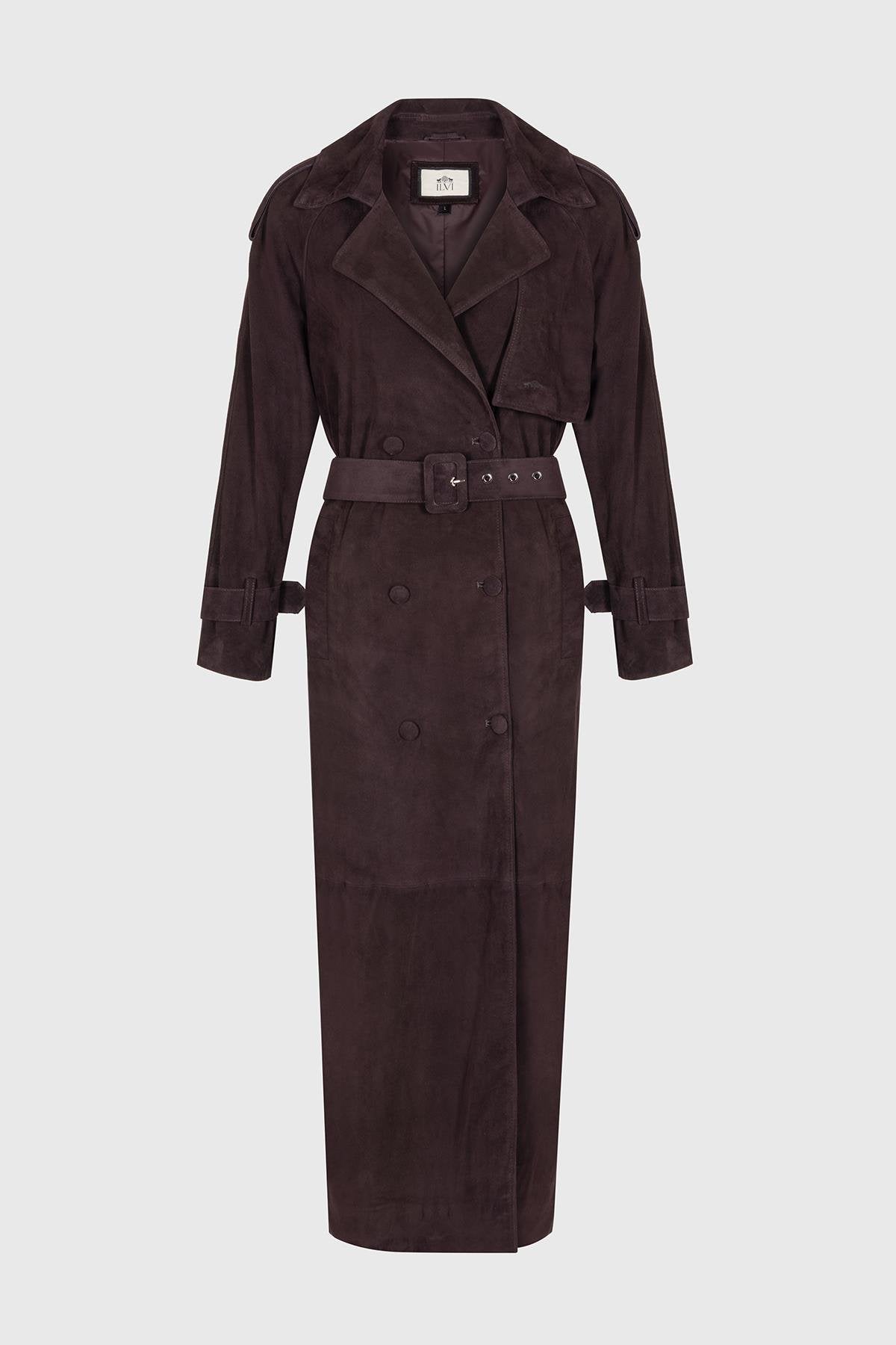 Kristi Purple Suede Women's Leather Trench Coat