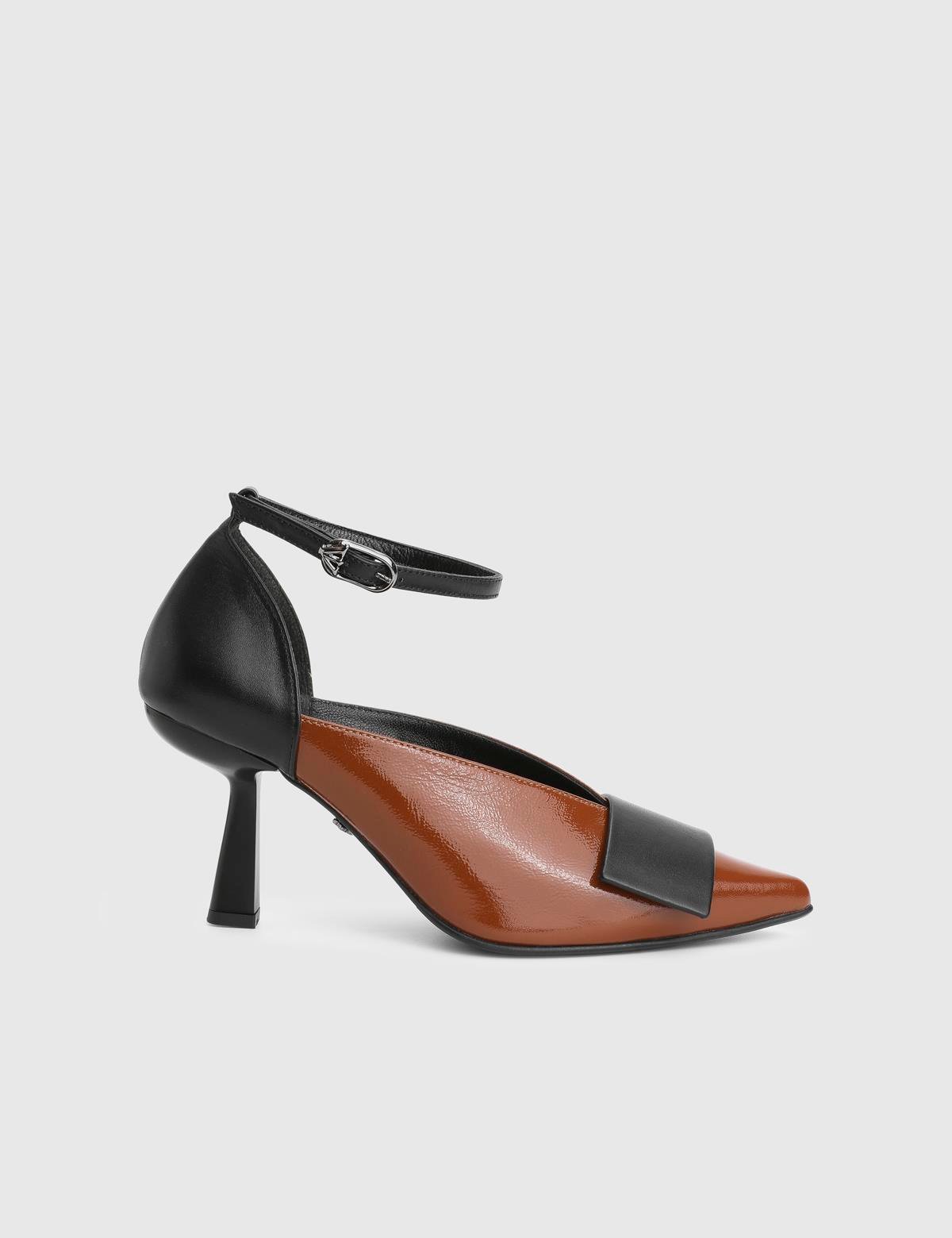Laluz Saddle Brown Patent Leather Women's Pump