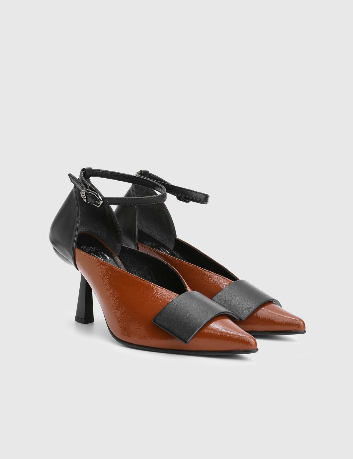 Laluz Saddle Brown Patent Leather Women's Pump
