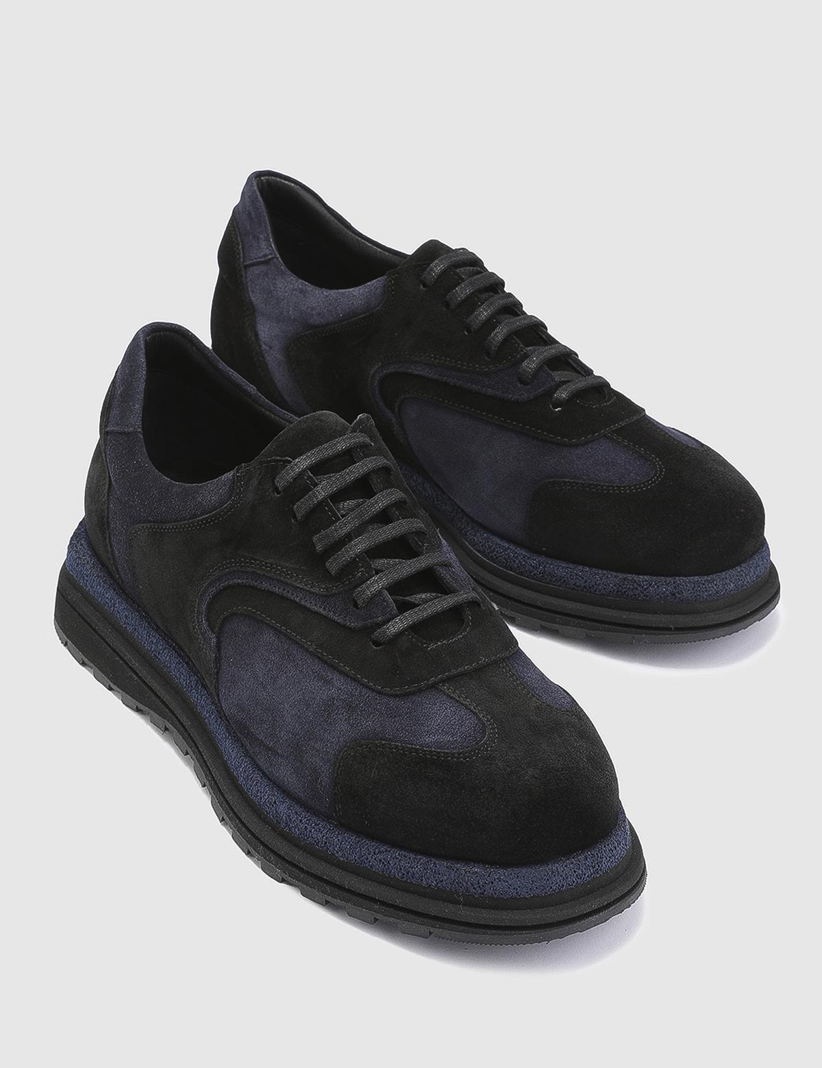 Lancelot Navy Blue Suede Leather Men's Sneaker