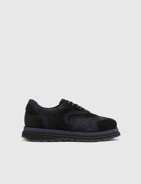 Lancelot Navy Blue Suede Leather Men's Sneaker