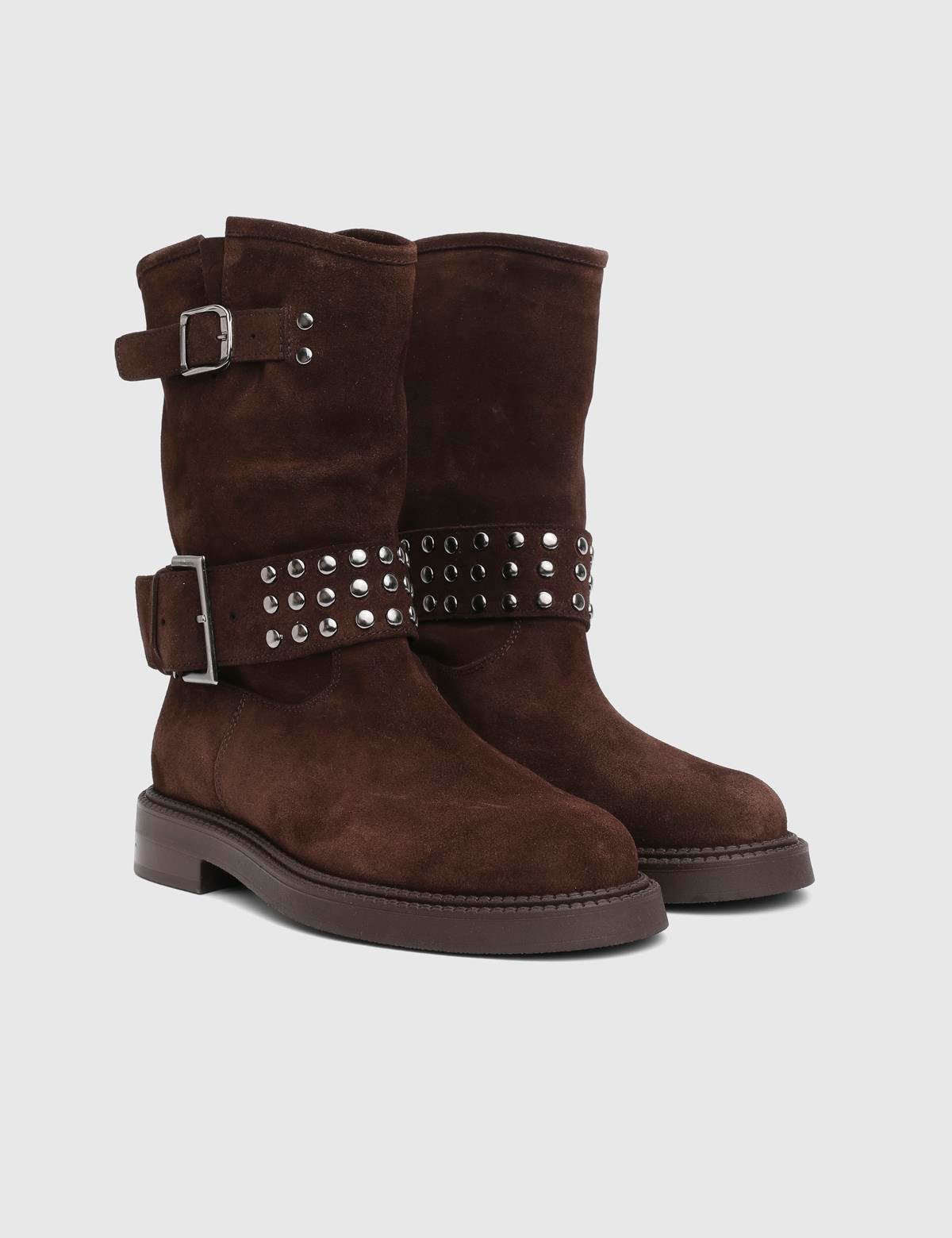 Leopa Brown Suede Leather Women's Boot