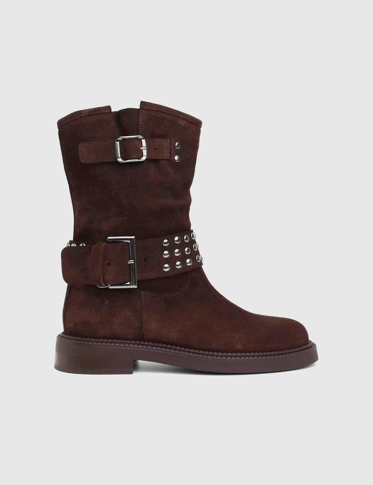 Leopa Brown Suede Leather Women's Boot