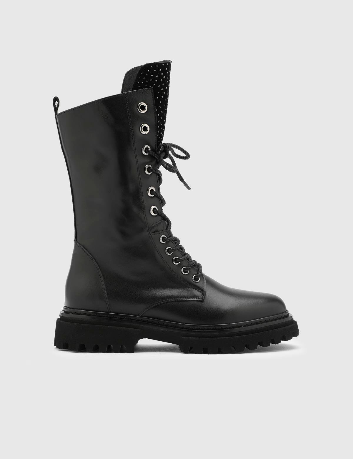 Lexi Black Suede Leather Women's Boot with Stones