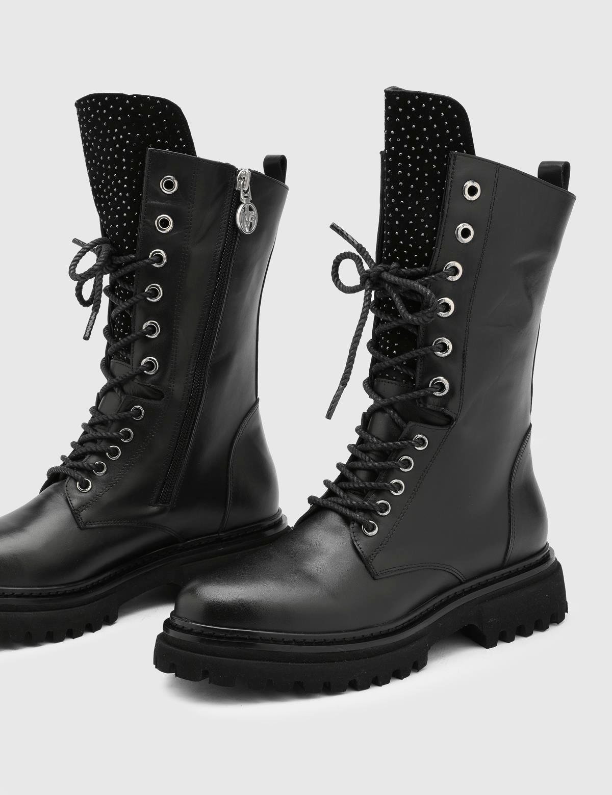 Lexi Black Suede Leather Women's Boot with Stones