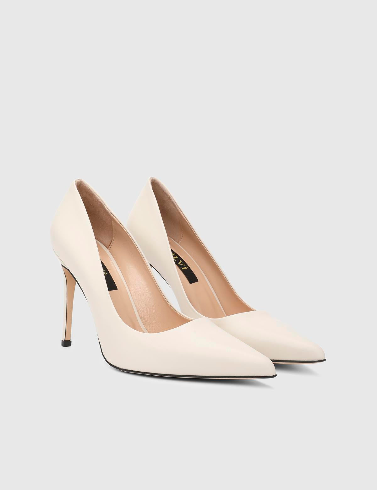 Linz Beige Leather Women's Stiletto