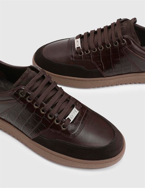 Lionel Brown Crocodile Leather Men's Sneaker