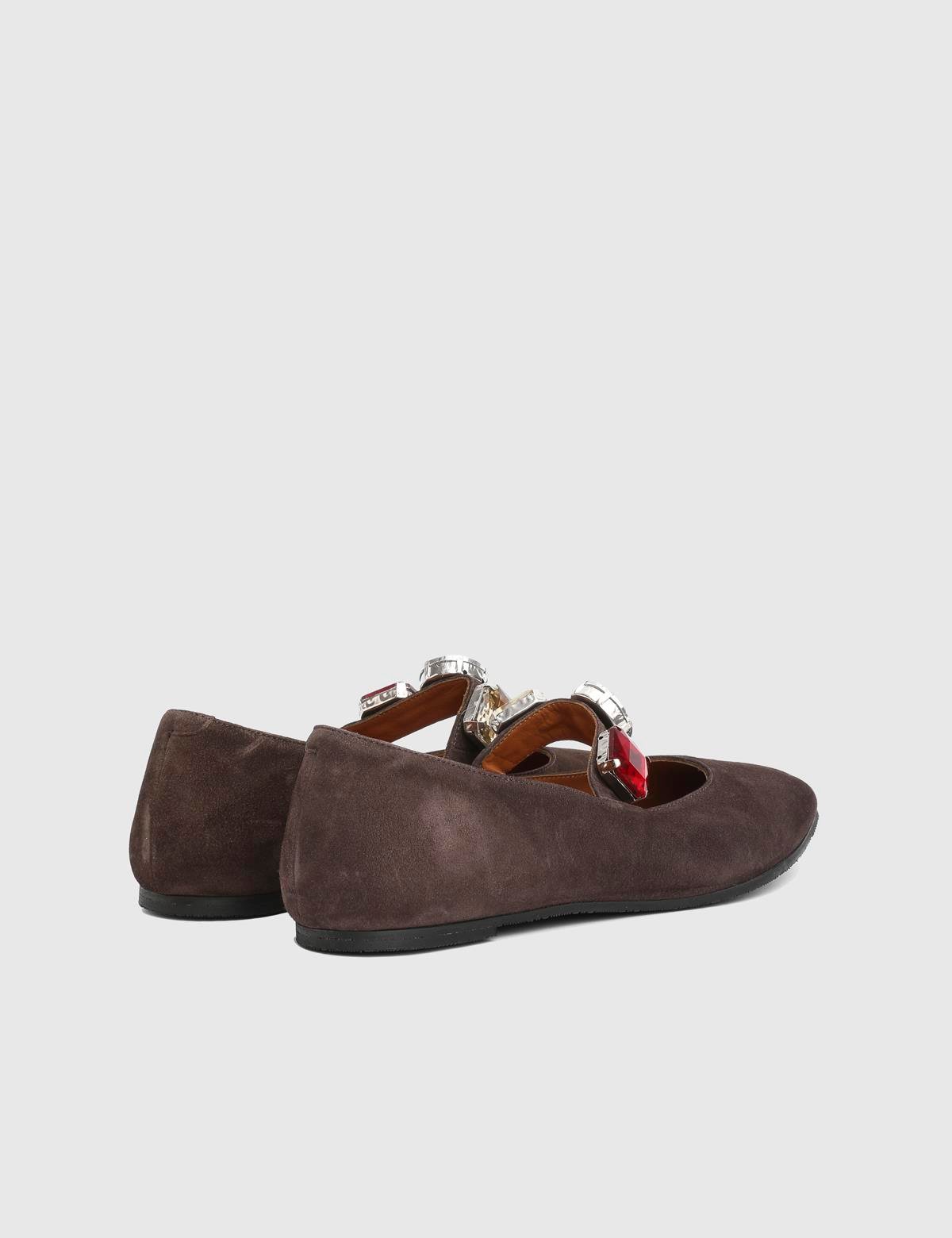 Litoni Brown Suede Leather Women's Ballerina