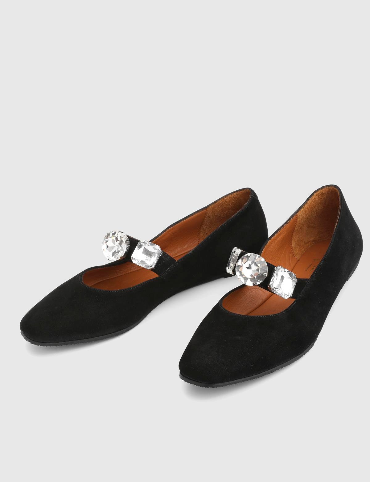 Litoni Black Suede Leather Women's Ballerina