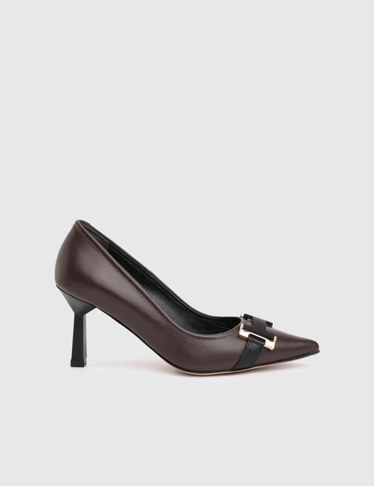 Lizone Brown Leather Women's Pump