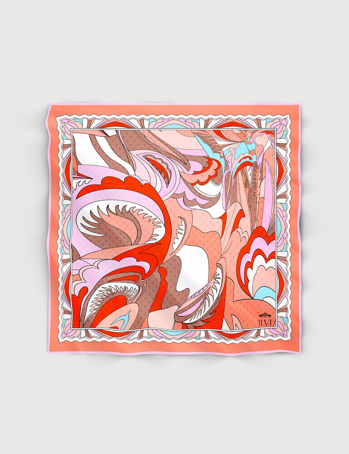 Lommel Orange Silk Twill Women's Scarf