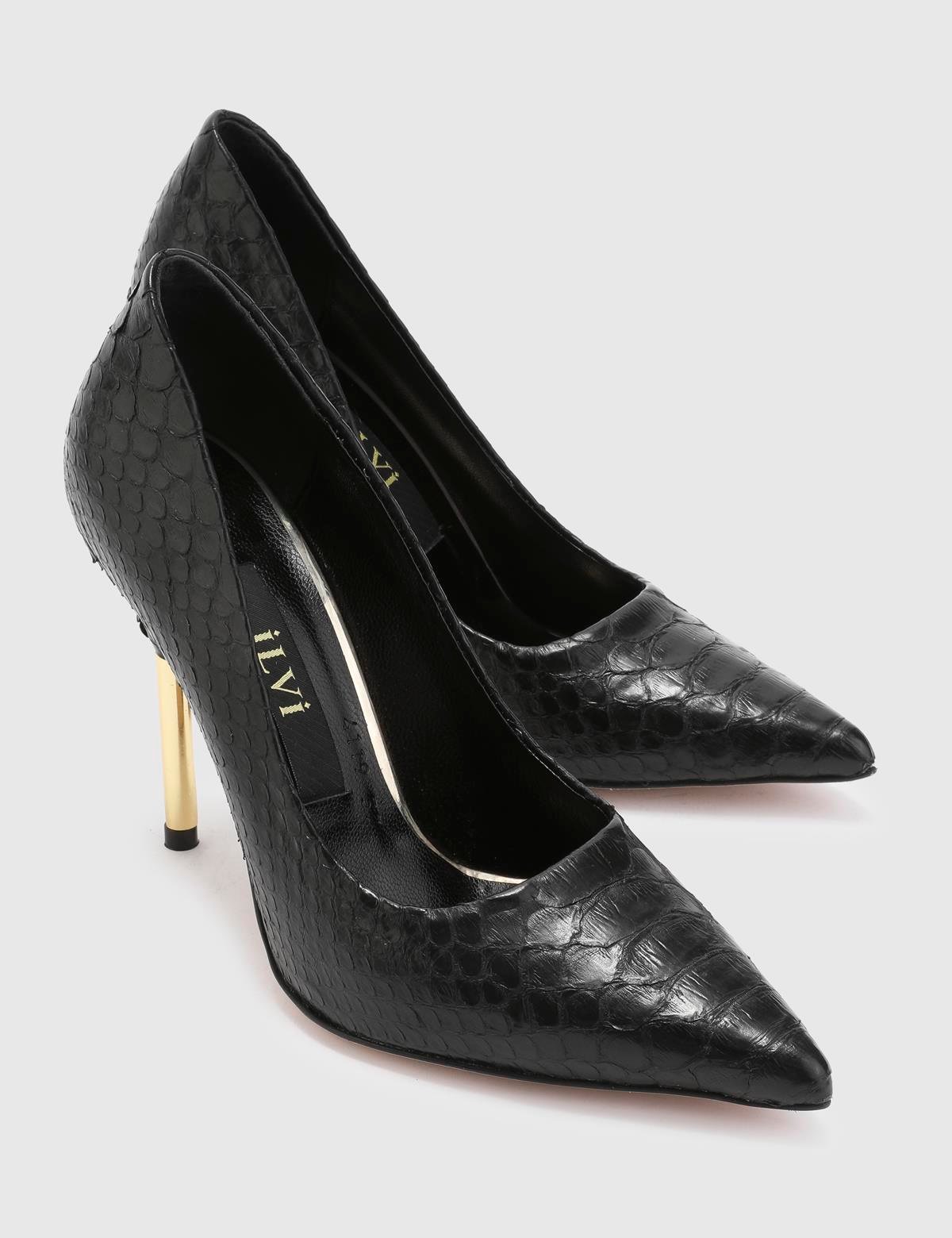 Lotti Black Snake Leather Women's Pump