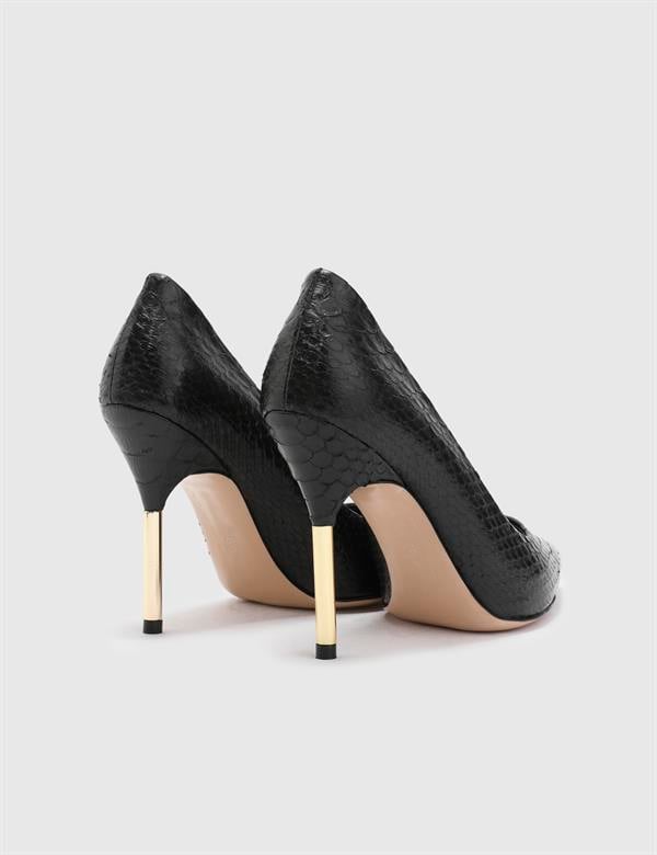 Lotti Black Snake Leather Women's Pump