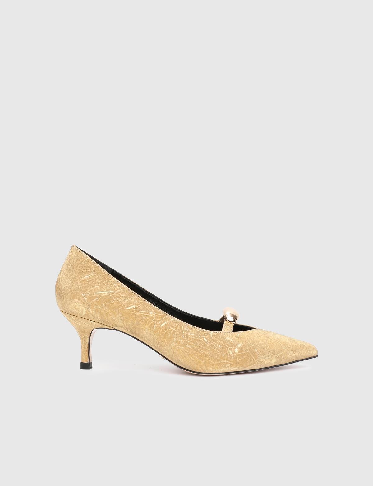 Lucida Gold Leather Fabric Women's Pump