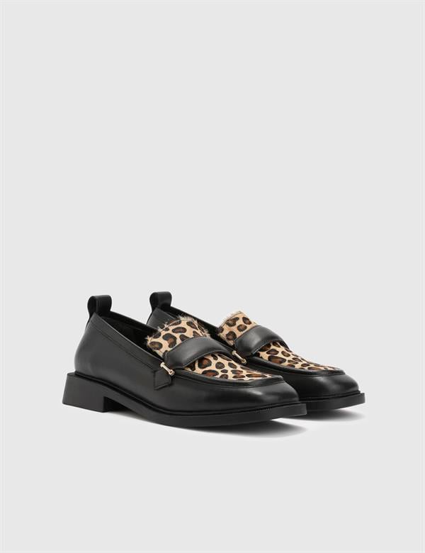 Luna Black Leather Women's Loafer
