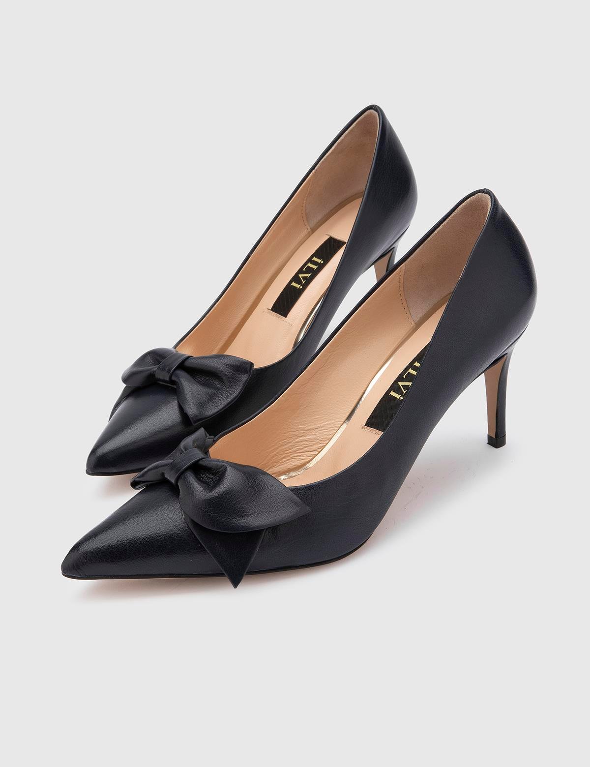 Madeira Navy Blue Buffalo Leather Women's Stiletto