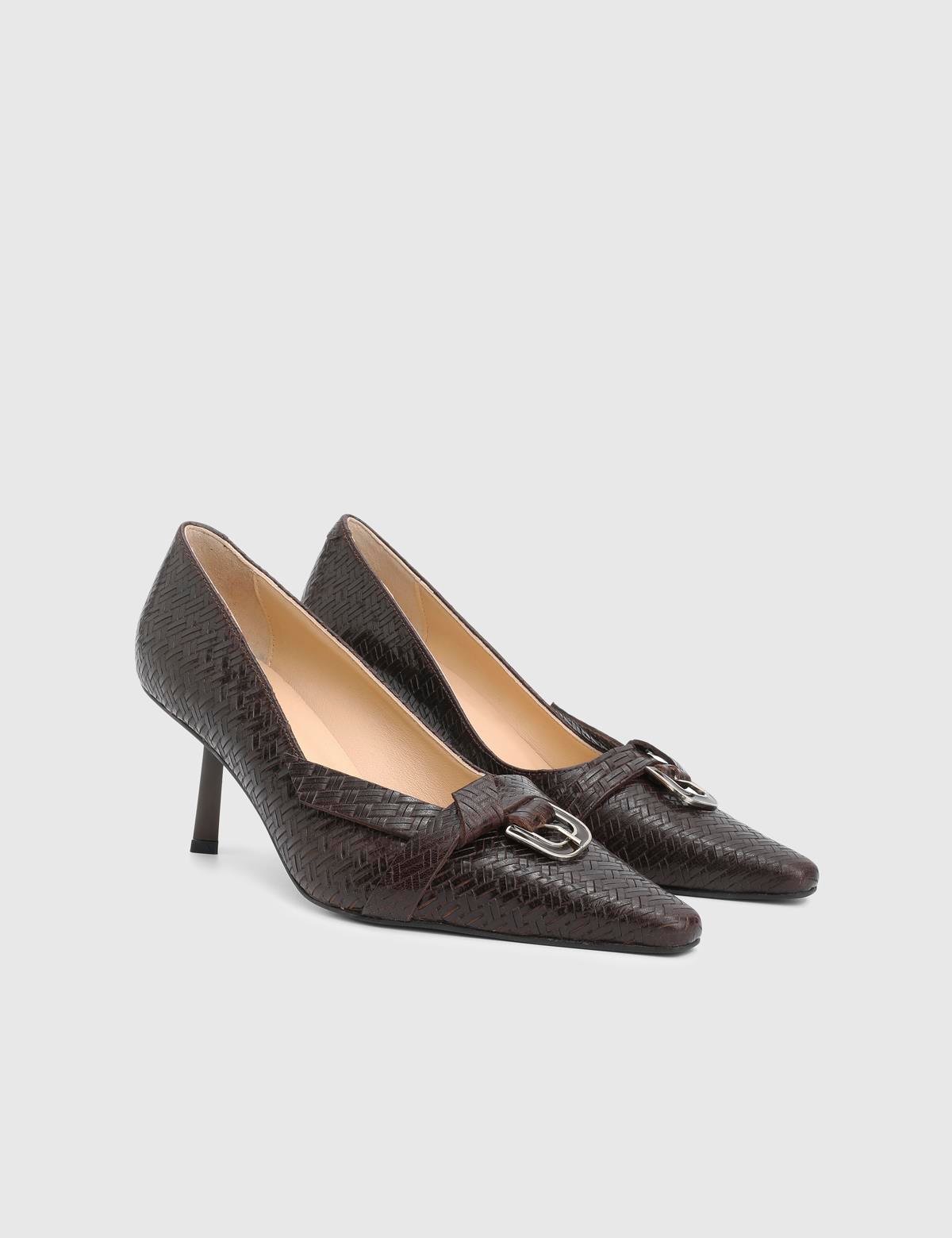 Marimor Brown Printed Leather Women's Pump