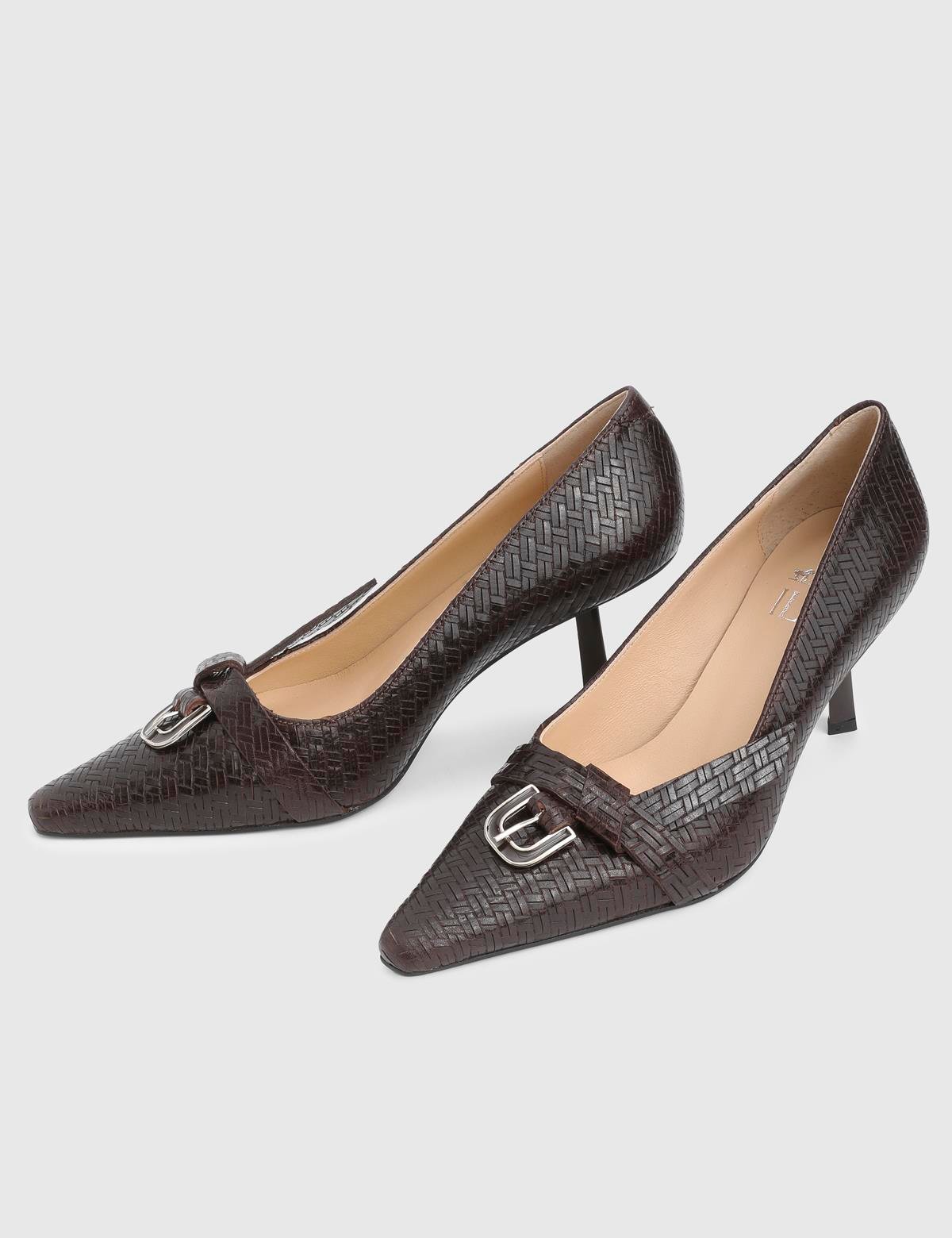 Marimor Brown Printed Leather Women's Pump