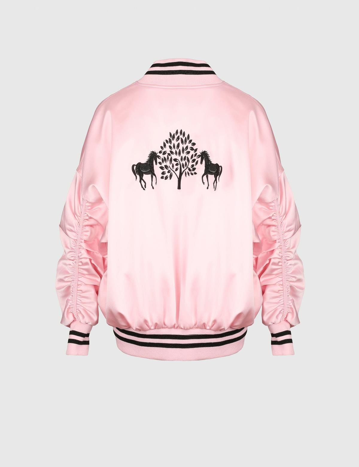 Marinda Pink Satin Women's Bomber Jacket