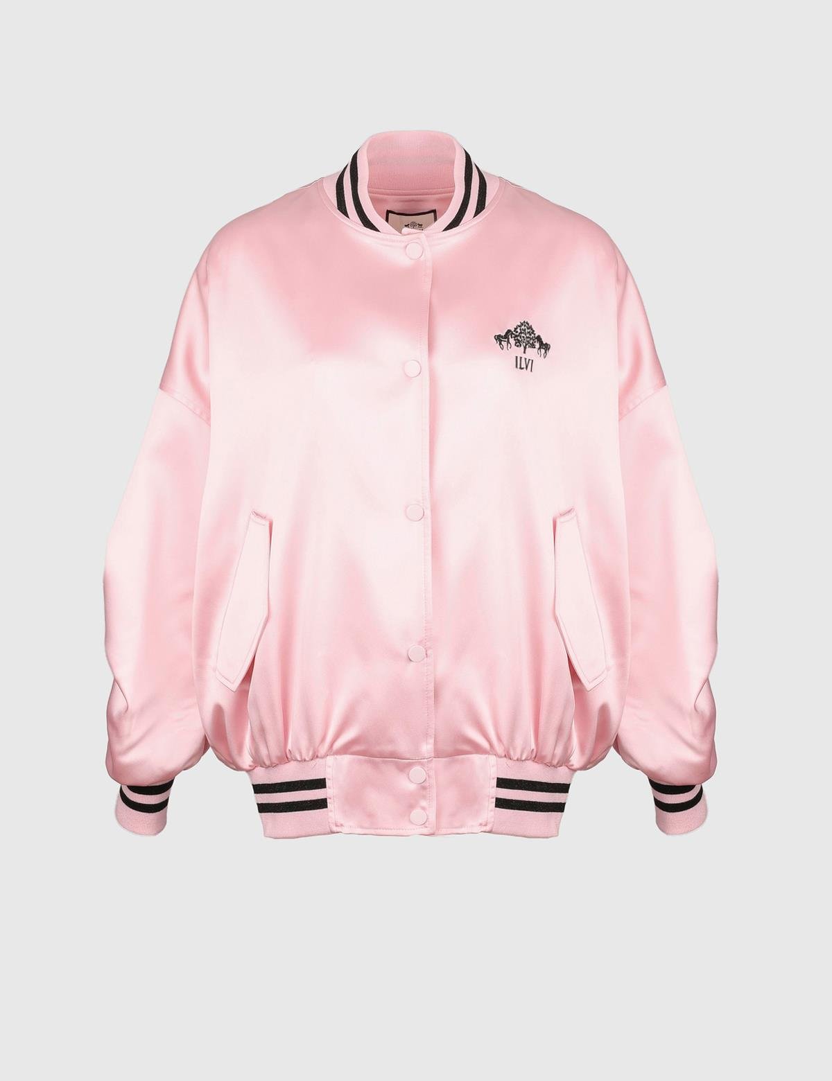 Marinda Pink Satin Women's Bomber Jacket