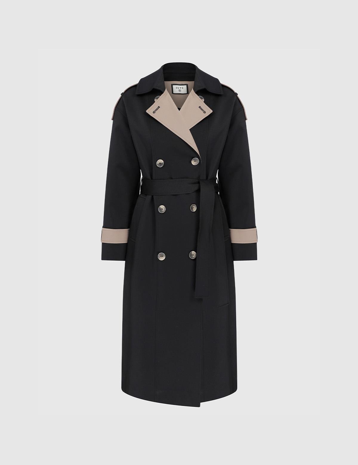 Mateo Schwarzer Trenchcoat für Damen