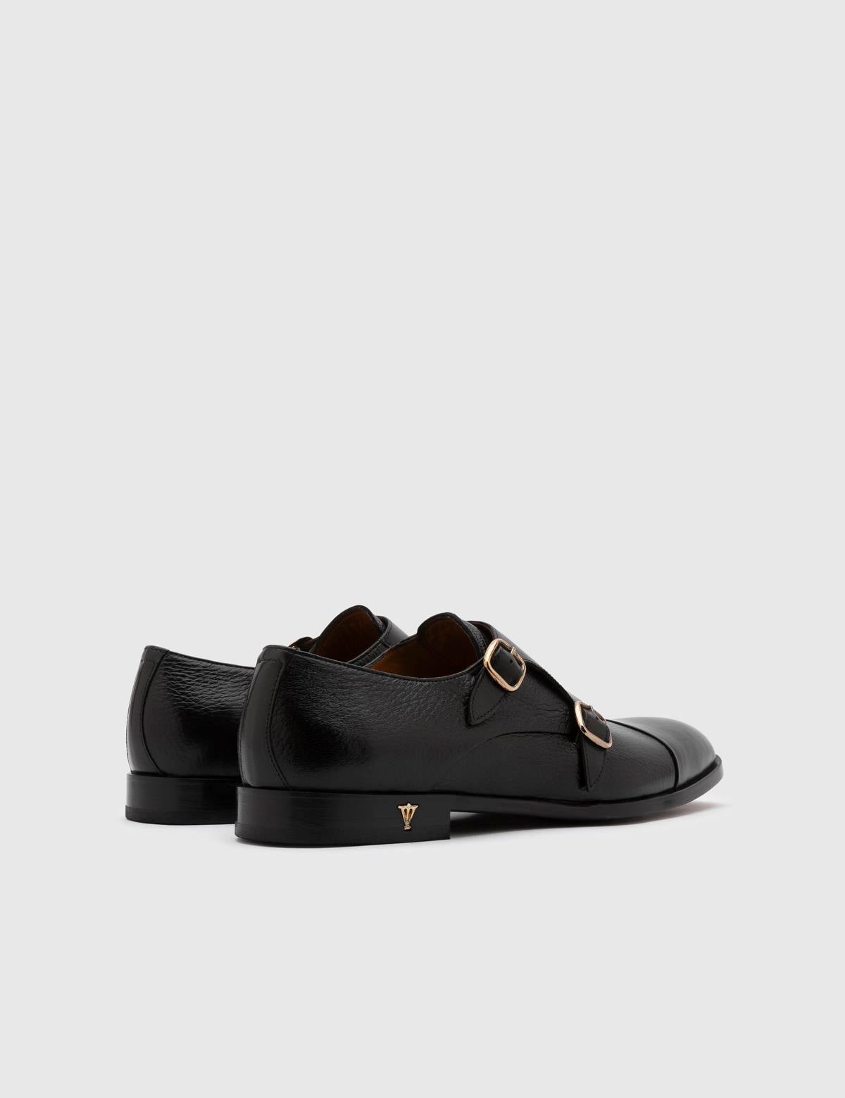 Mauri Black Buffalo-Deer Leather Men's Monk Shoe