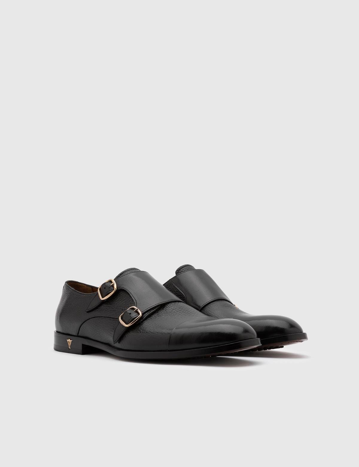 Mauri Black Buffalo-Deer Leather Men's Monk Shoe