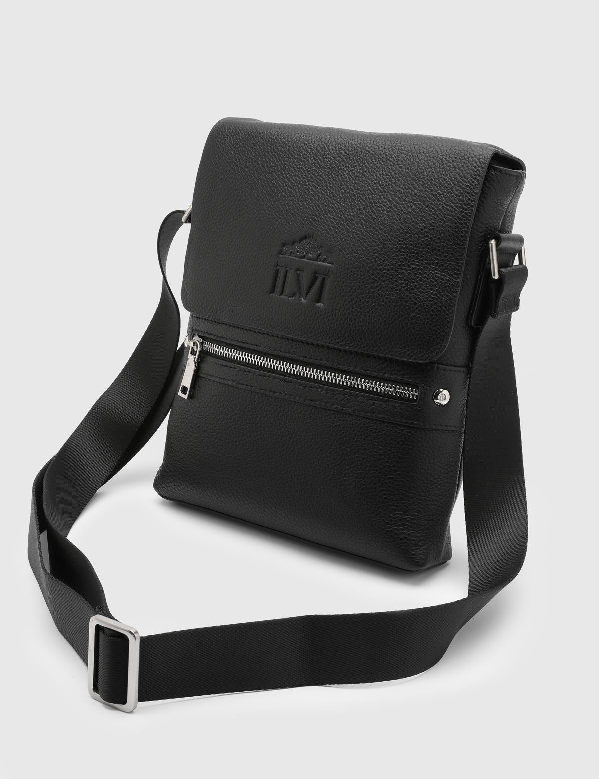Max Black Leather Men's Shoulder Bag