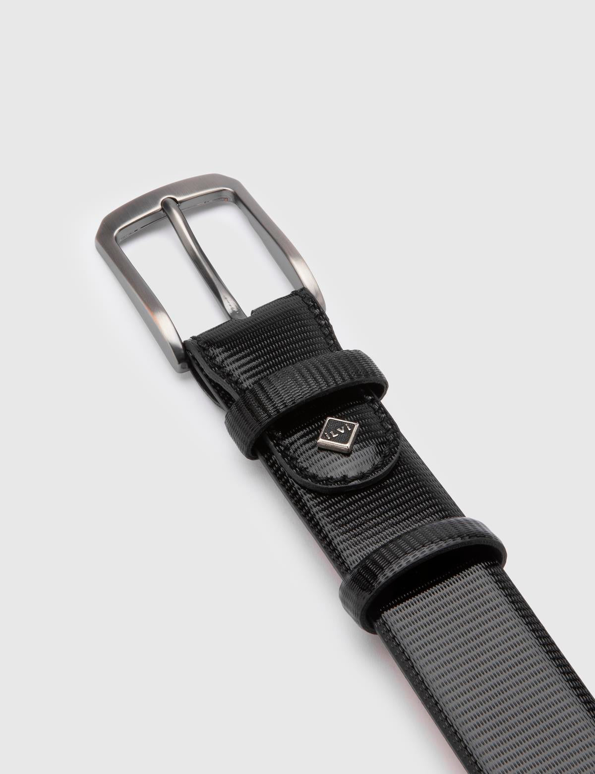 Meije Black Printed Leather Men's Belt