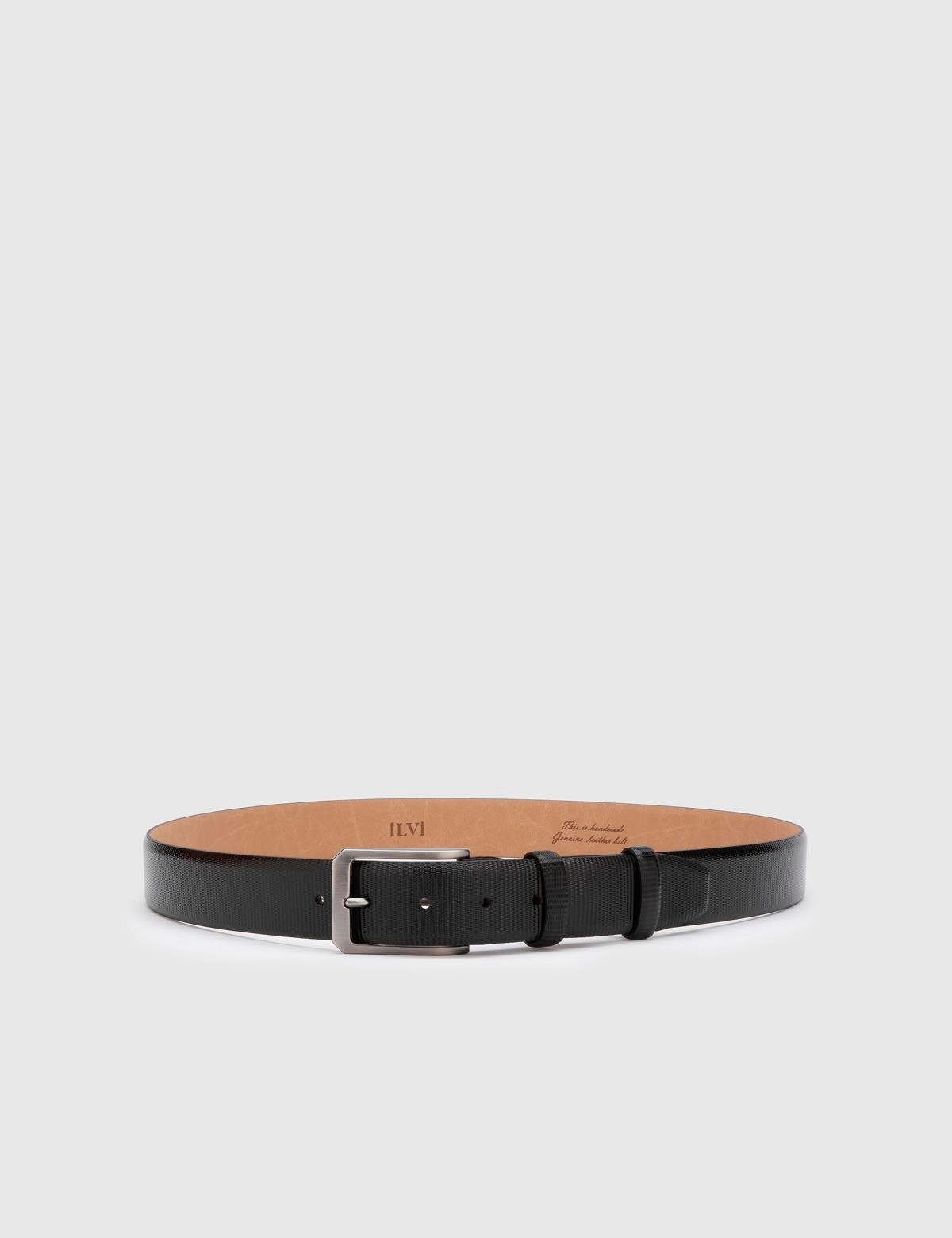 Meije Black Printed Leather Men's Belt