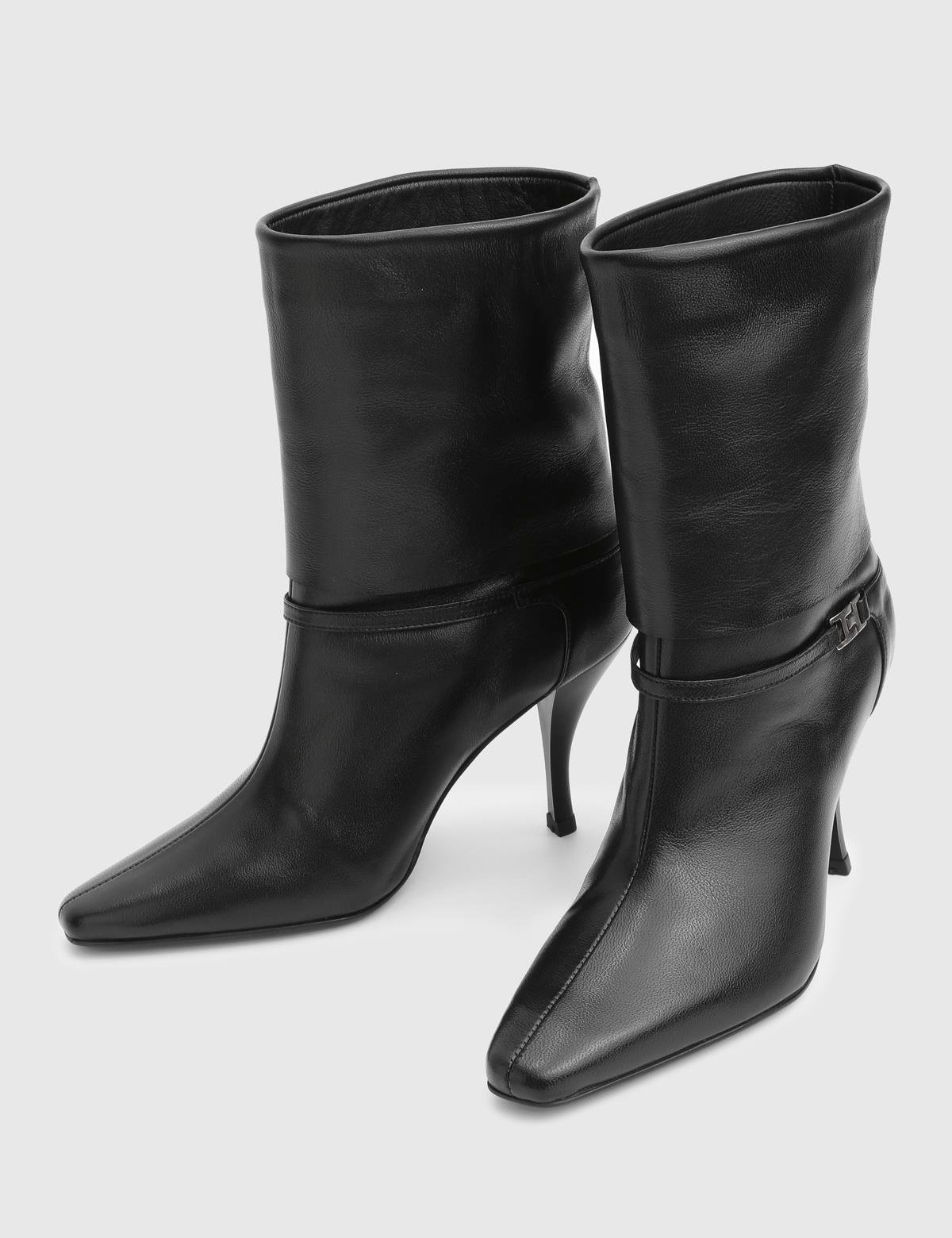 Melinda Black Leather Women's Heeled Boot