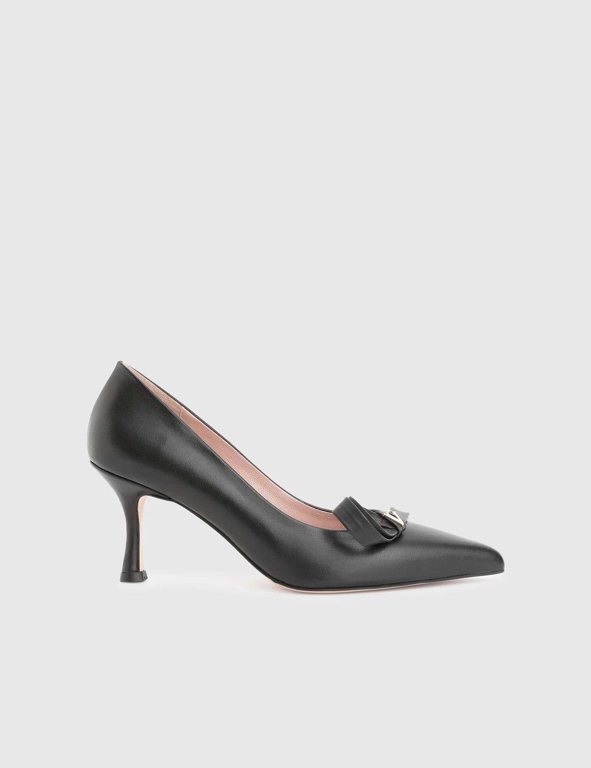 Merisa Black Leather Women's Pump