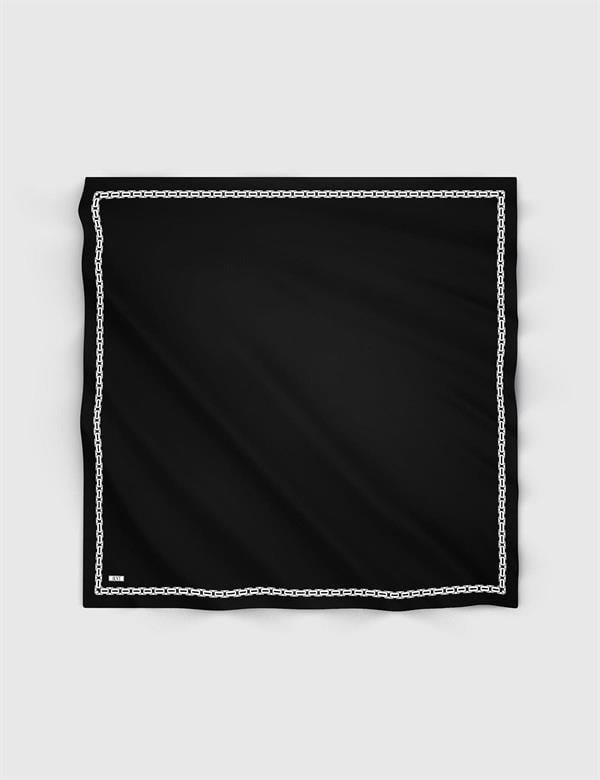 Mersa White Black Silk Twill Women's Scarf