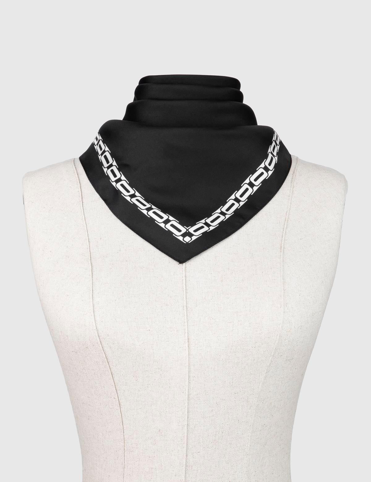 Mersa White Black Silk Twill Women's Scarf