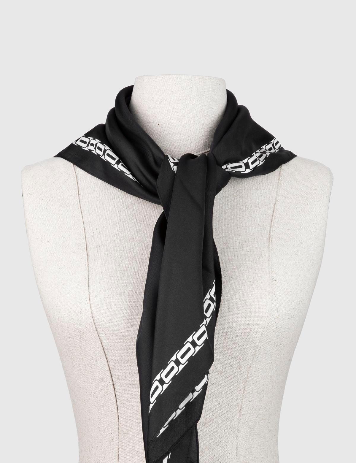 Mersa White Black Silk Twill Women's Scarf