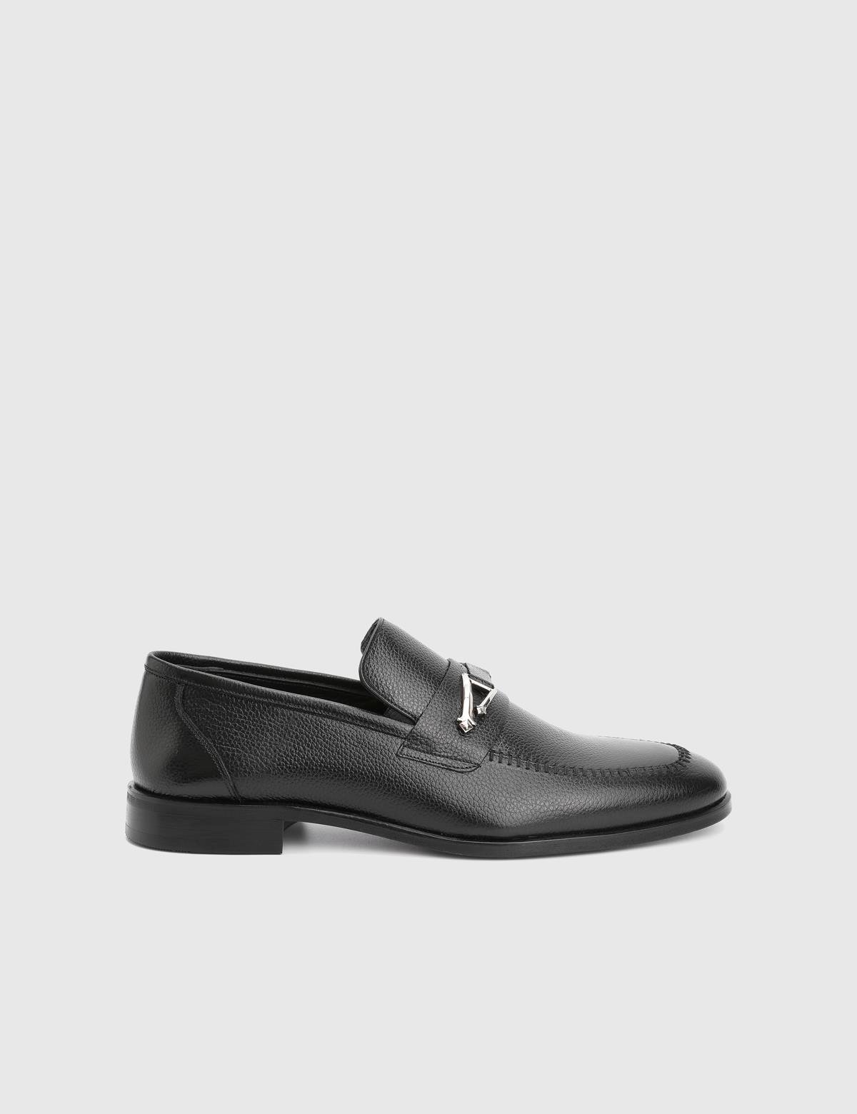Mile Black Floater Leather Men's Classic Shoe