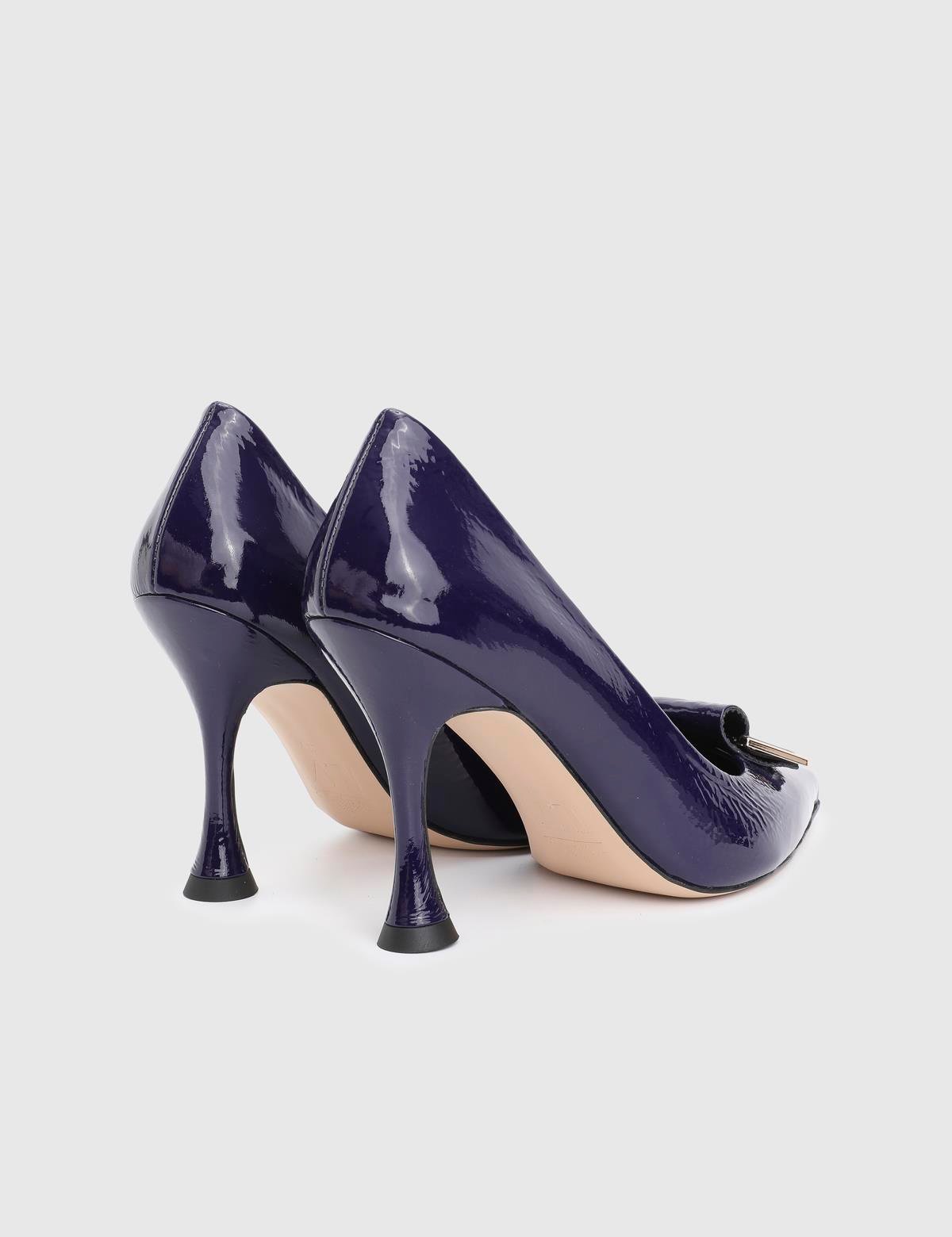 Minda Navy Blue Wrinkled Patent Leather Women's Pump