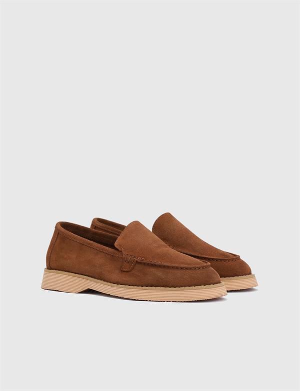 Nathalie Saddle Brown Suede Leather Women's Loafer