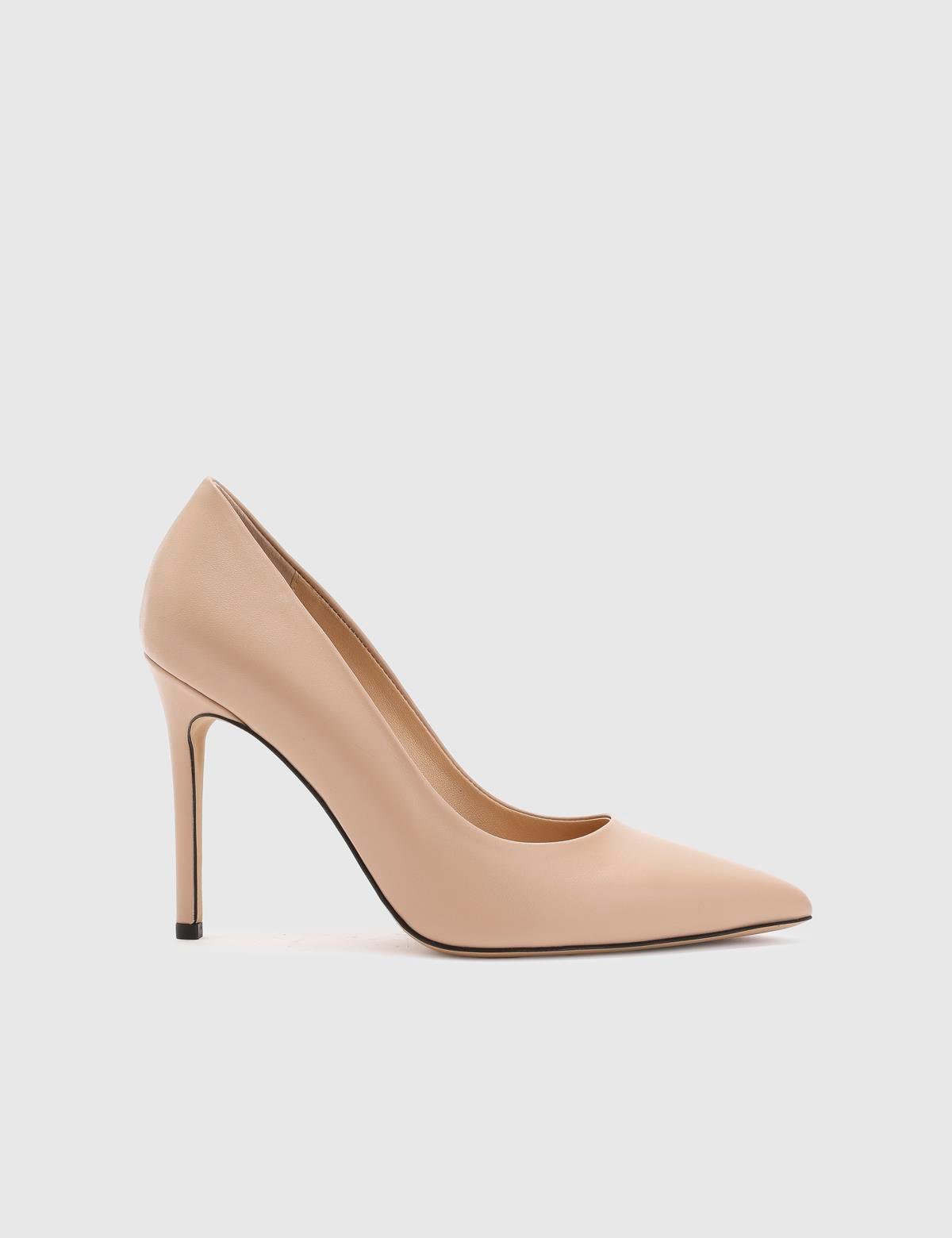 Nelli Beige Leather Women's Stiletto