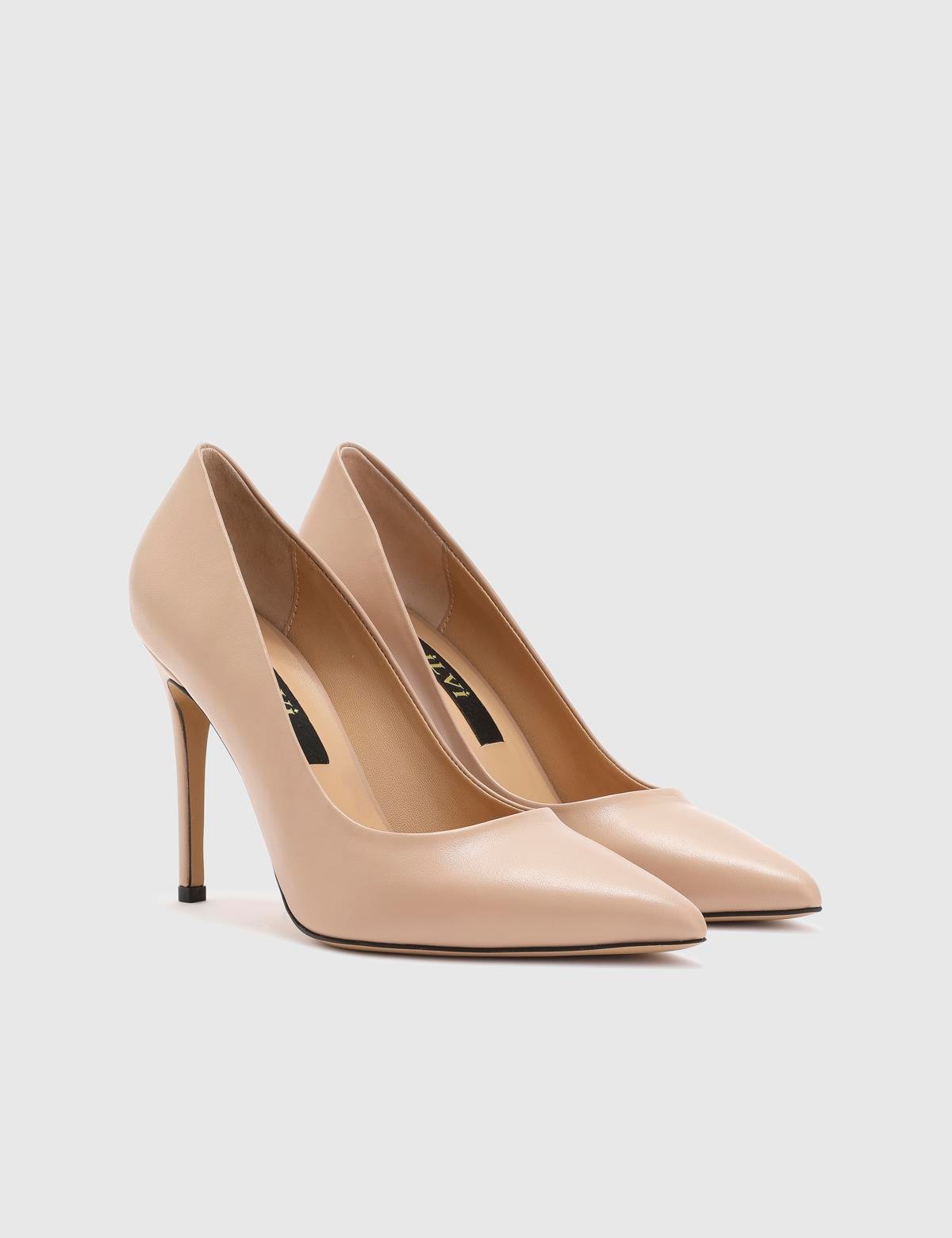 Nelli Beige Leather Women's Stiletto