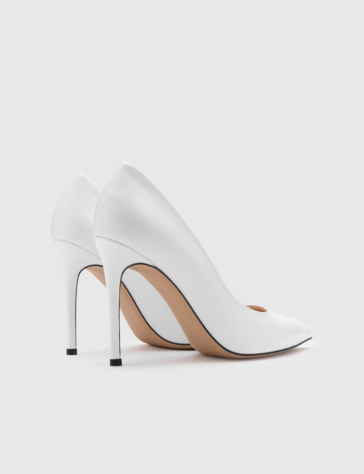 Nelli Weiße Leder-Stiletto-Pumps für Damen