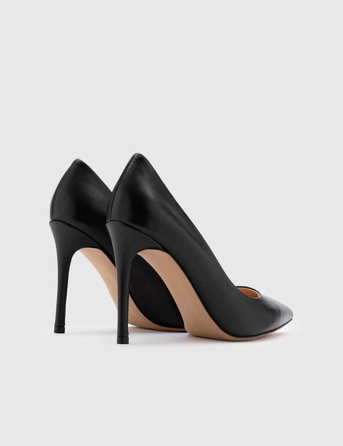 Nelli Schwarze Leder-Stiletto-Pumps für Damen