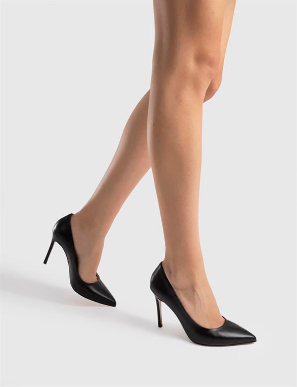 Nelli Black Leather Women's Stiletto
