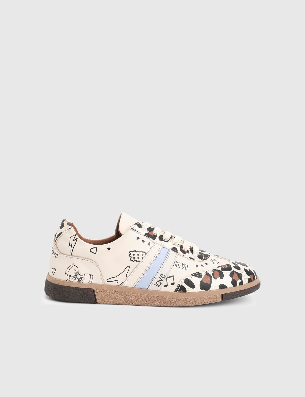 Nensi Beige Leather Women's Sneaker