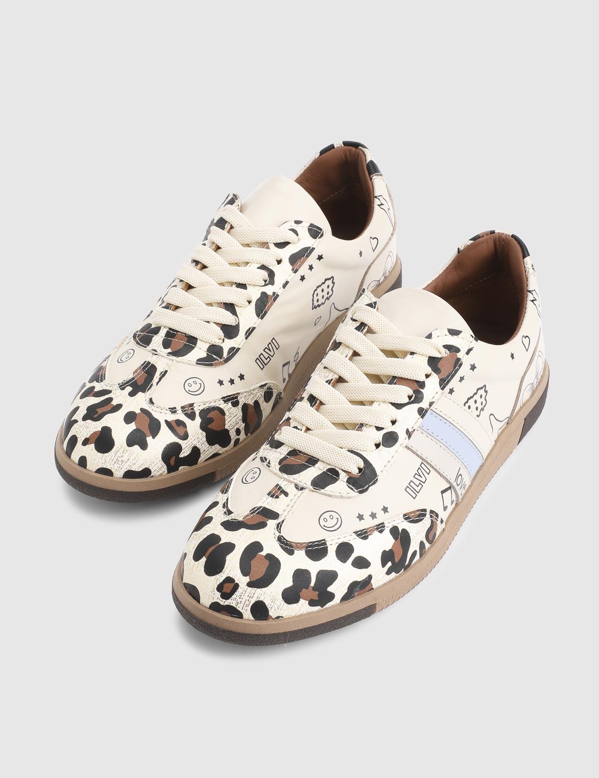 Nensi Beige Leather Women's Sneaker