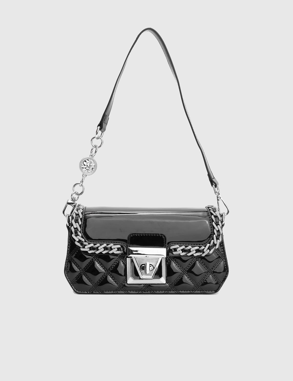 Nereid Glossy Black Women's Shoulder Bag