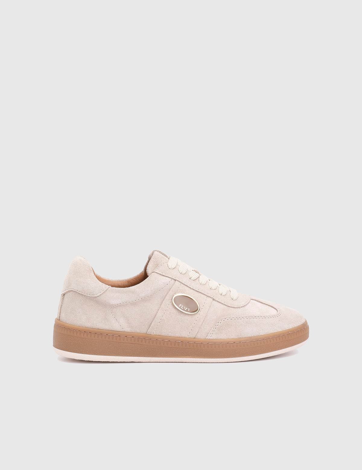 Nicoli Beige Suede Leather Women's Sneaker
