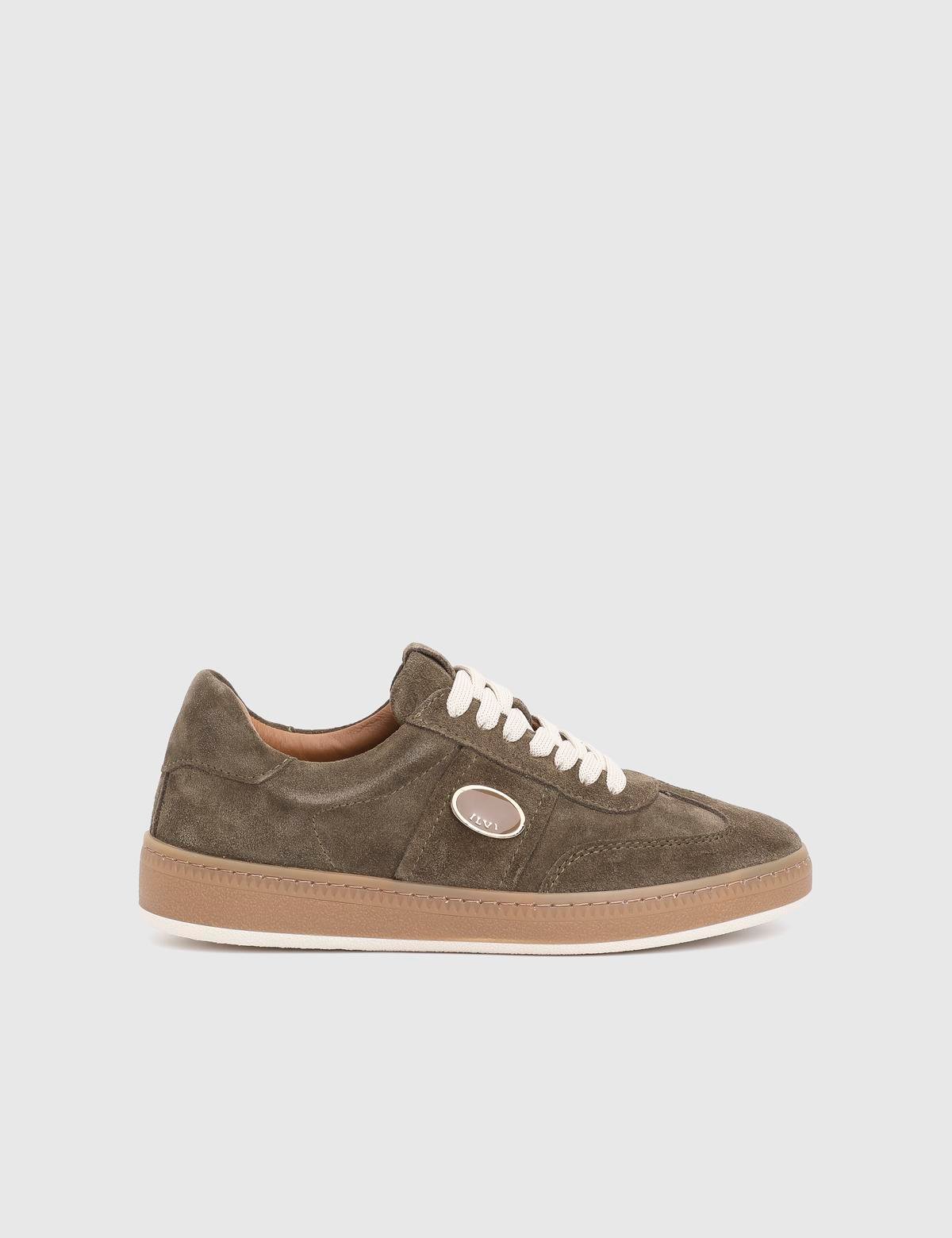 Nicoli Khaki Suede Leather Women's Sneaker