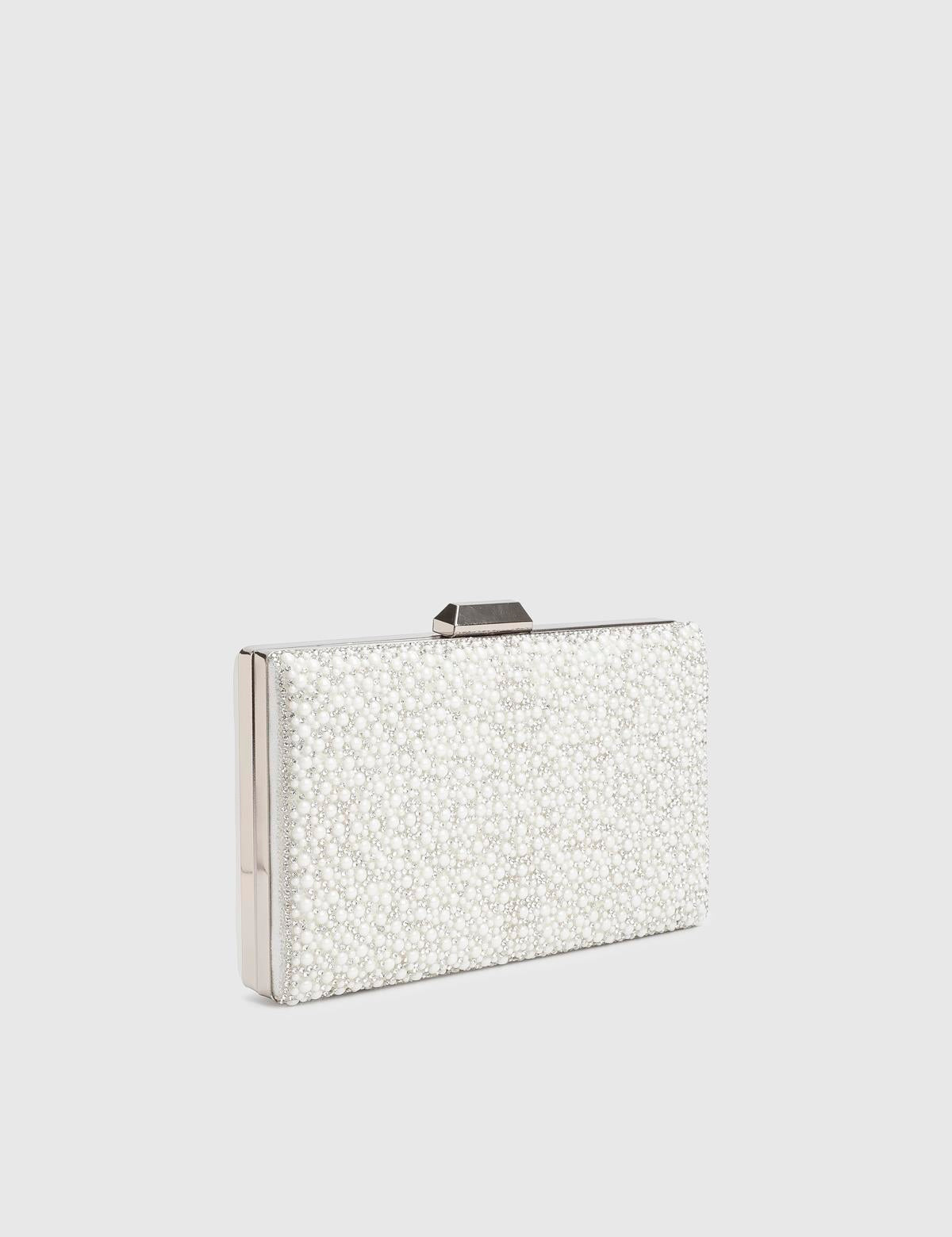Nitsa White Women's Clutch with Stones
